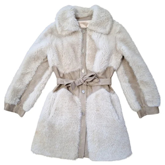 Vintage 60s 70s Penny Lane Faux Fur Winter Coat - Picture 2 of 11